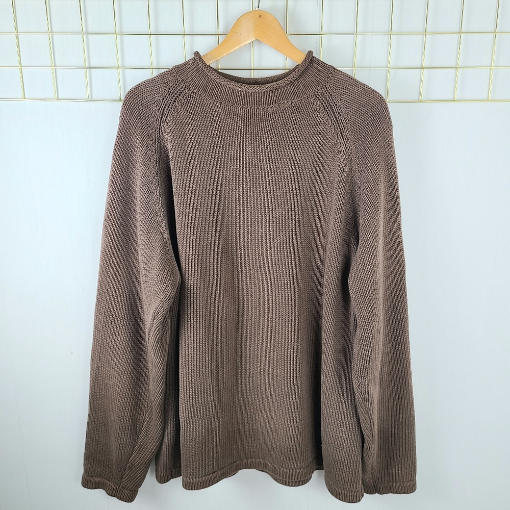 J. Crew Roll Neck OarsmanBrown Taupe Heavyweight Cotton Sweater - Picture 1 of 10